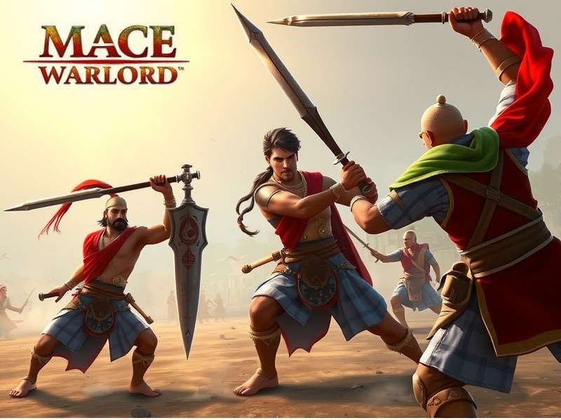 Mace Warlord gameplay screenshot showing combat with traditional weapons
